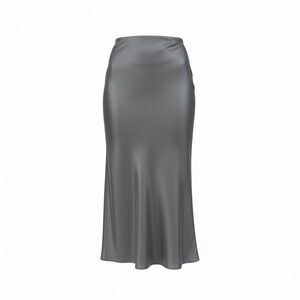 Old Navy Satin Bias Cut Midi Maxi Skirt Blue Gray Back Elastic Waist Side Slit M